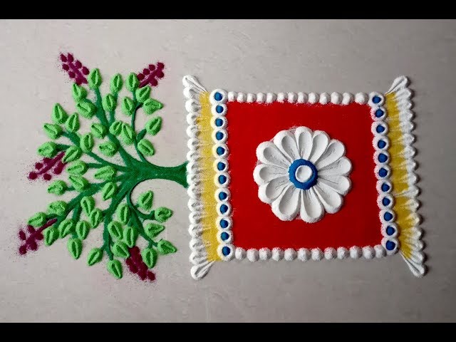 Simple rangoli design tulsi by kshirabdhi tanaya panda