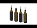 Lot de 4 bouteilles avec bec-verseur Noir - Marron - Argenté - Verre - Matière plastique - 6 x 32 x 6 cm