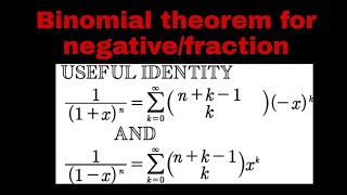 Binomial theorem for any index
