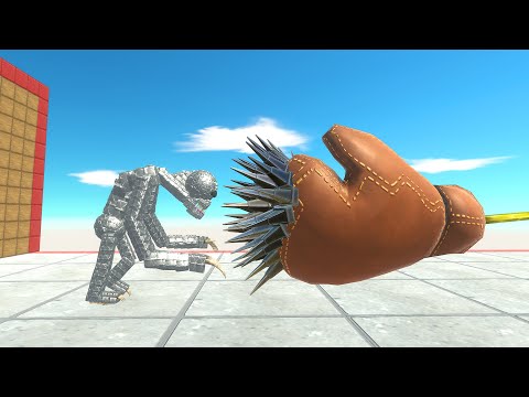 Boxing Spike Glove vs Mecha Units on Minefield | Animal Revolt Battle Simulator