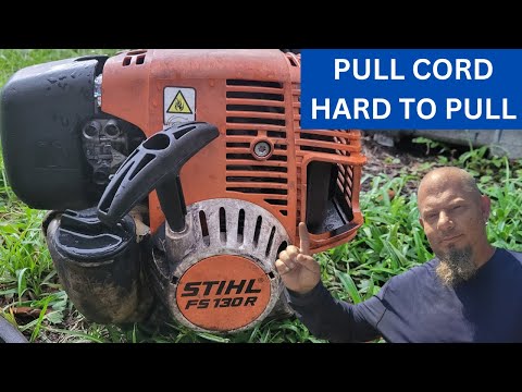 Stihl Pro trimmer REALLY hard to pull when starting SECRET FIX !! (Stihl 4-mix valve adjustment)