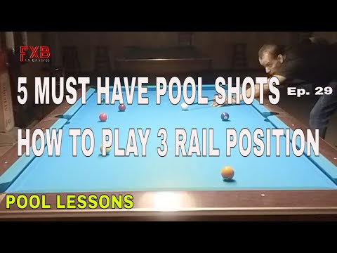 FIVE MUST HAVE POOL SHOTS EP. 29- HOW TO PLAY 3 RAIL POSITION IN 8 BALL, AND 9 BALL  (POOL LESSONS)