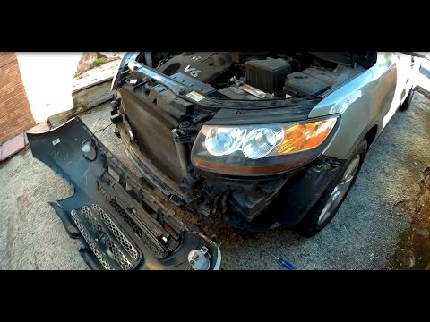 How to remove install front bumper cover Hyundai Santa Fe