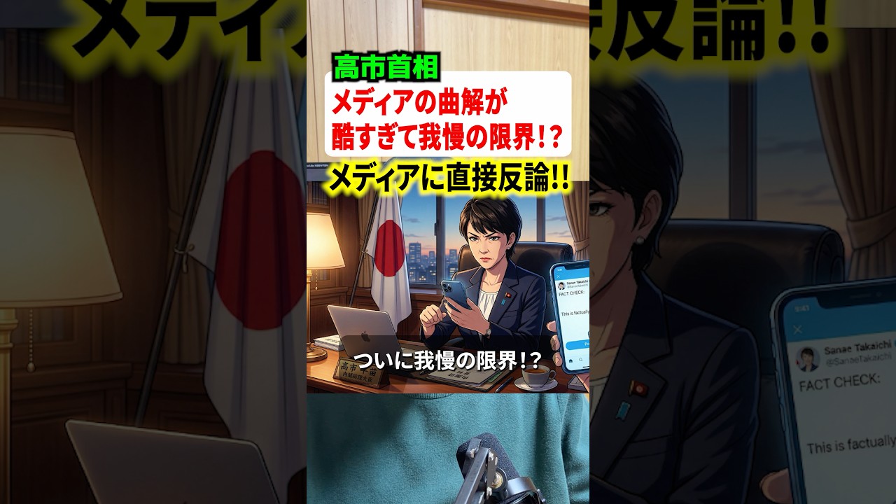 オールドメディアの曲解と偏向報道についにブチギレの高市早苗首相！！直接SNSで反論する事態に