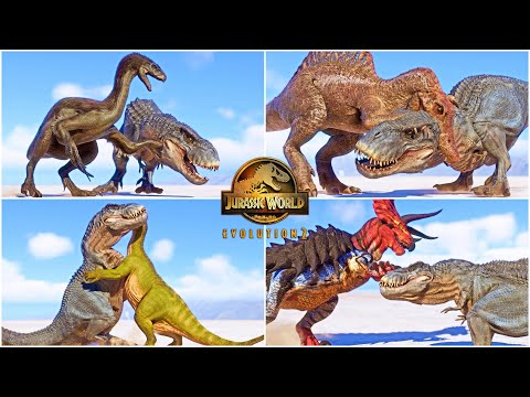 Vastatosaurus Rex & Malusaurus Death Animations vs All Overpowered Dinosaurs in JWE2