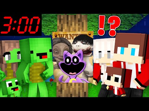 Scary CATNAP, UMA, TEACHER is WANTED by JJ and Mikey Family At Night in Minecraft! - Maizen