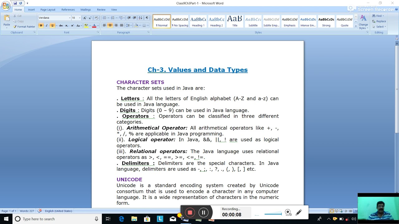 Date-26/4/2021. Class-9. Computer Applications. Ch-3, Values and Data Types. Part-1.