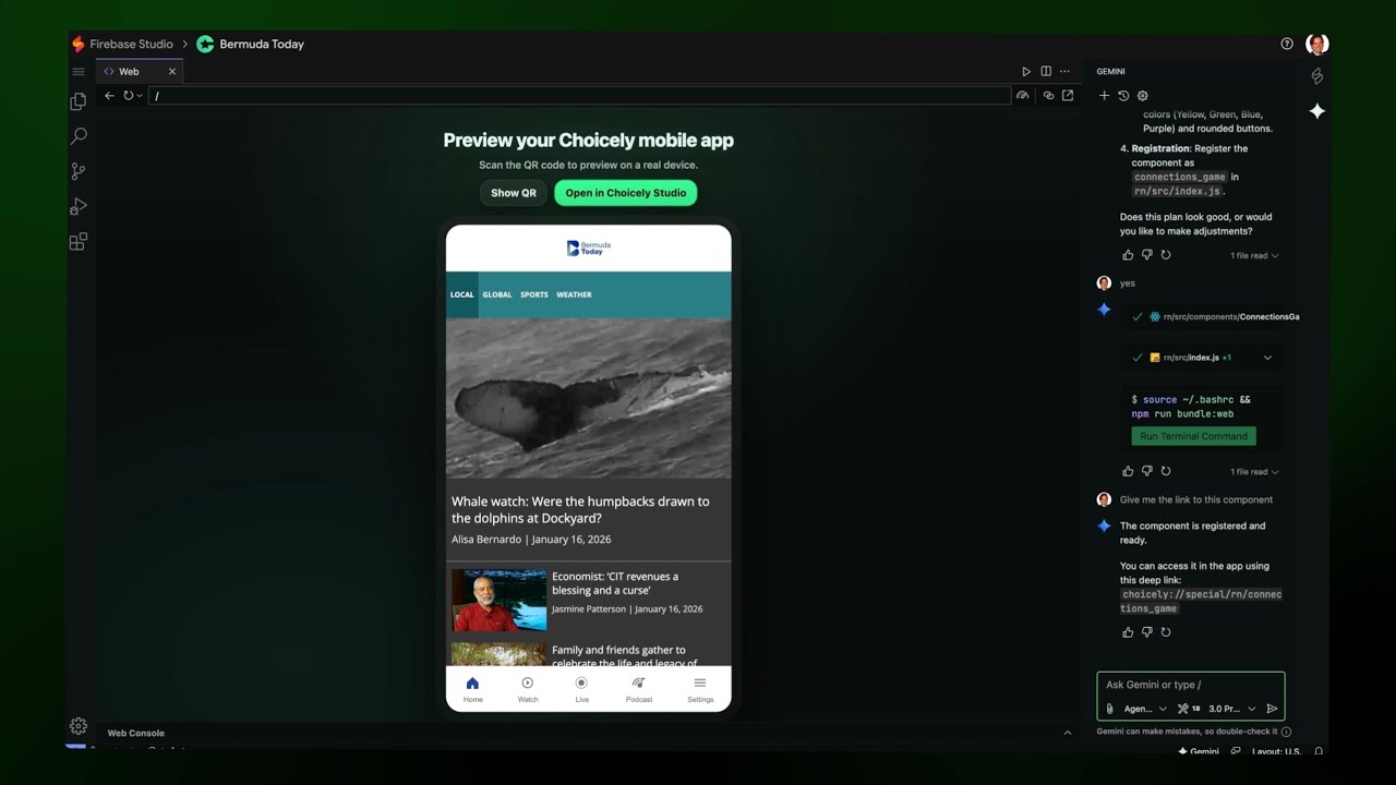 How to add Firebase Studio vibe coded features to Choicely-built apps | Mobile app development