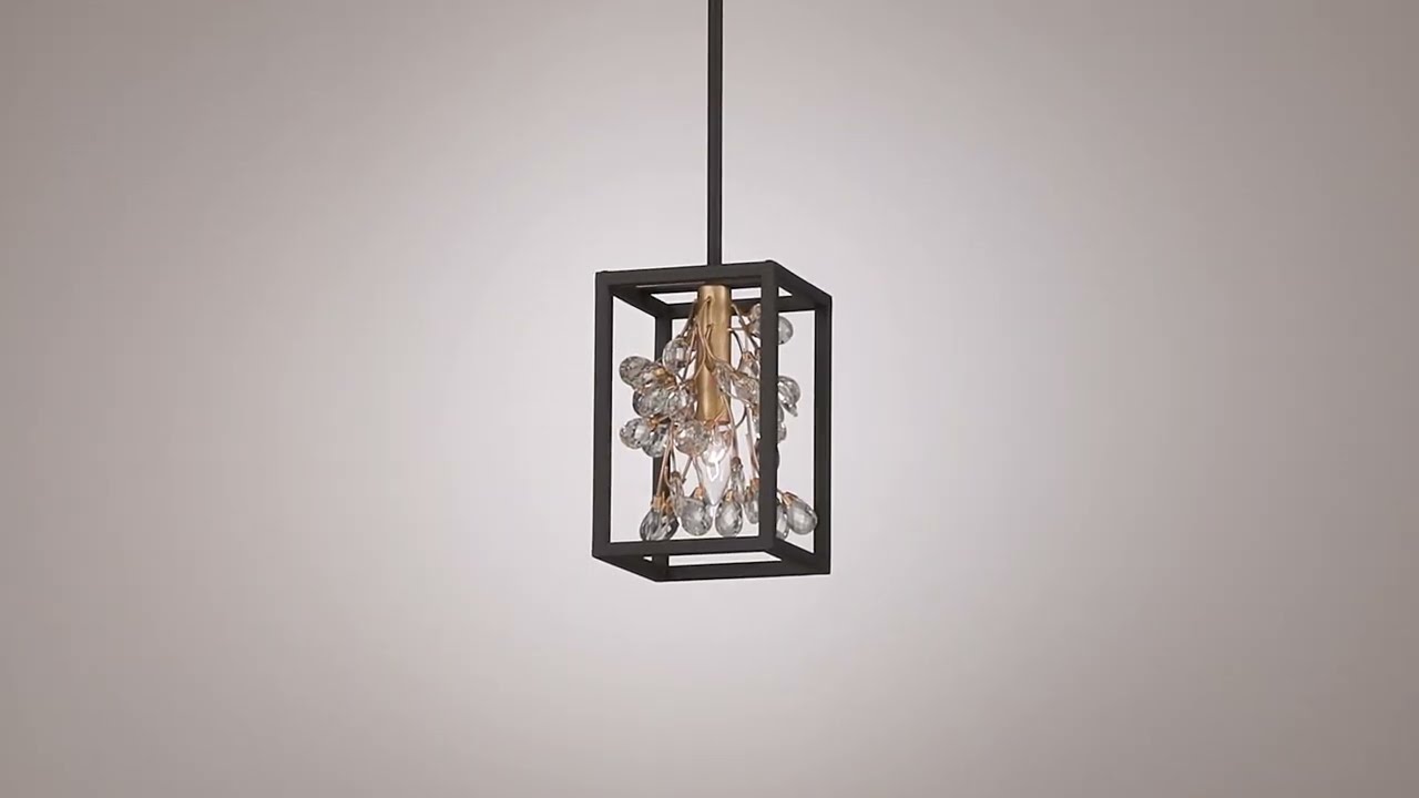 Video1 of Possini Euro Carrine 6" Wide Black and Gold Mini Pendant Light