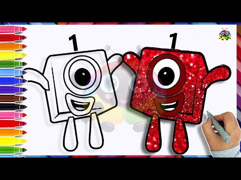(Numberblocks)How To Draw NUMBERBLOCK 1|Learn Numberblocks Drawing & Coloring Glitter Tutorials Easy