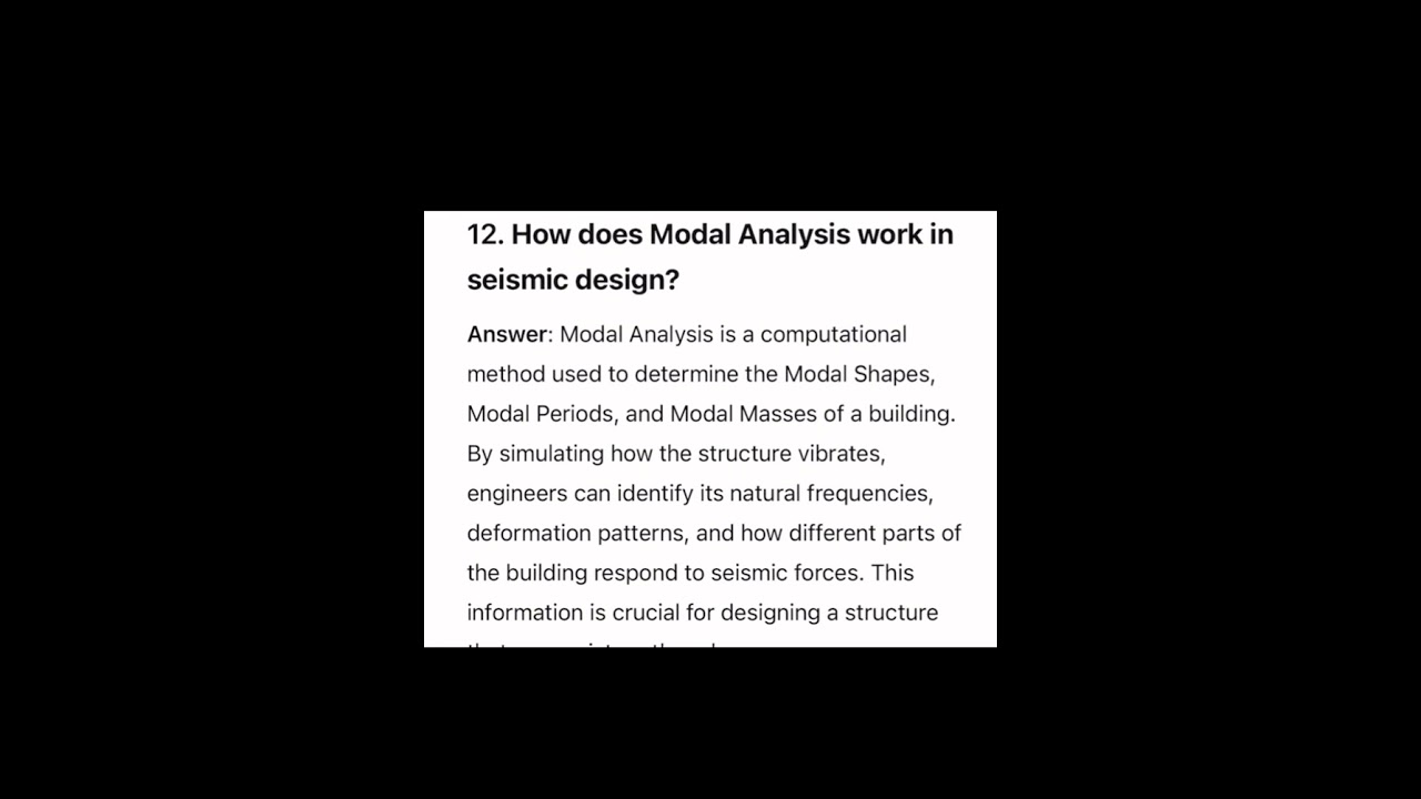 Seismic Design and Modal Analysis