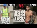 CLEANER vs 6 PACK Getting Free Kisses (SOCIAL EXPERIMENT)