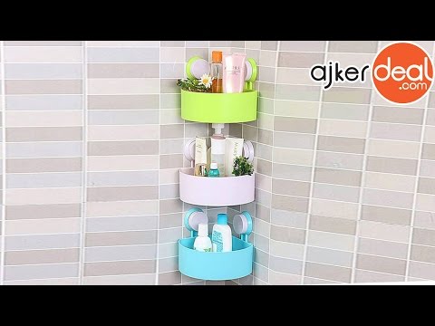 Triangle-shaped bathroom corner shelf