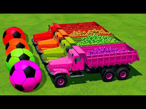 TRANSPORT COLORED SOCCER BALLS WITH MINI TRUCKS - Farming Simulator 22