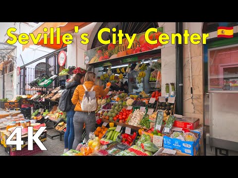 Seville's city center on a Tuesday - 4k Virtual Walking Tour, Spain 🇪🇸