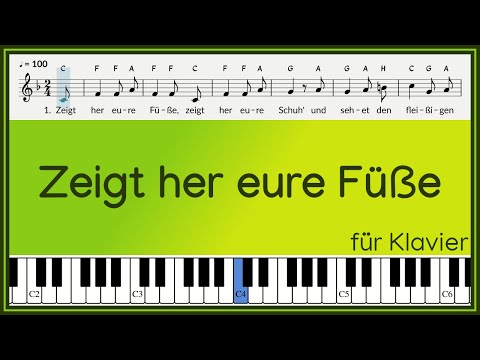 Zeigt her eure Füße, zeigt her eure Schuh' / Text und Noten / instrumental / Kinderlied