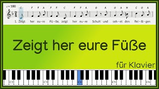 Zeigt her eure Füße, zeigt her eure Schuh' / Text und Noten / instrumental / Kinderlied