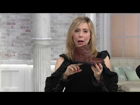 Clarks Leather Side Button Ankle Boots - Janice Verna on QVC