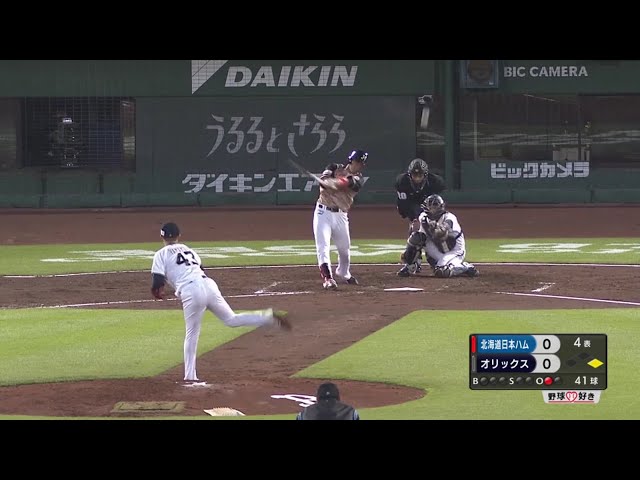 【4回表】ファイターズ・王 左中間へ先制のタイムリー2ベースヒット!! 2019/4/18 B-F