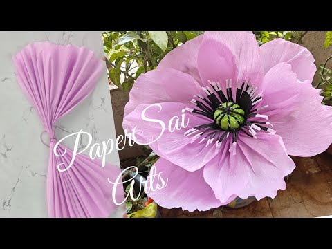 Giant Crepe Paper Flowers for Wall decoration,Handmade flores de papel Crepe, Poppy@PaperSaiarts