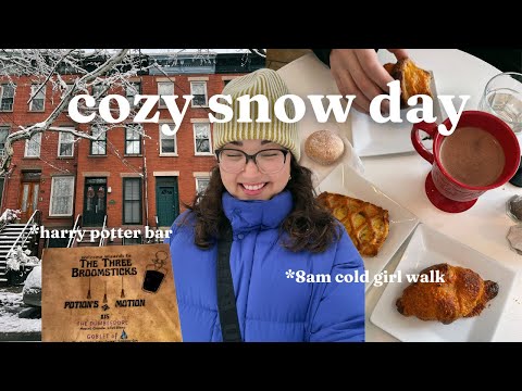 Living in Jersey City | VLOG 🌨🧸☕️ snow day, morning walk, harry potter pop-up bar & more!