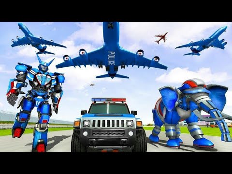 Police Elephant Robot Game:  Police Transport Game