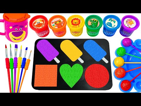 Satisfying Video l How To Make Rainbow Lollipop FROM Ice Cream Shapes Slime& BEAR Cup Cutting ASMR