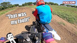 Always look BEFORE exiting the track | Roosted in a t-shirt | YZ250 Motocross