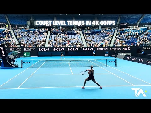 AO26: Sabalenka vs Swiatek: Court Level Practice Set 4K 60FPS