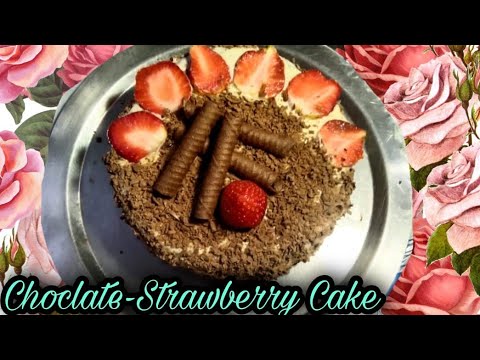 Choclate - Strawberry cake | Strawberry toppings | Without oven | CoOk WiTh ShAbInA
