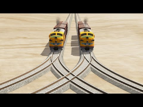 Trains Vs Weird Overlapping Rail Tracks - BeamNG.Drive, HD