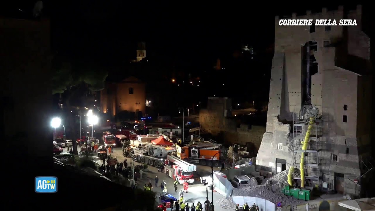 Crollo Torre dei Conti a Roma