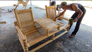 Download lagu Membuat kursi santai dari bambu//dilengkapi dengan meja unik yang berada di tengah kursi.. mp3