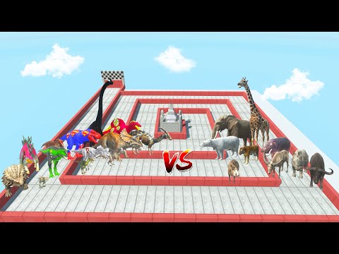 SWIRL SPEED RACE ALL DINOSAURS VS ANIMALS SUPERHEROES GET WIN - Animal Revolt Battle Simulator