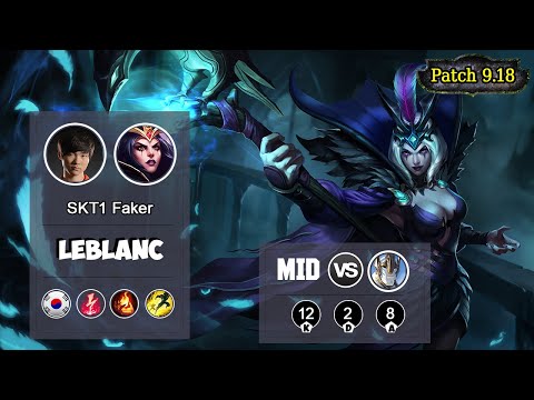 SKT1 FAKER LeBlanc MID VS Galio | LOL | S9 KR Challenger - Full Gameplay