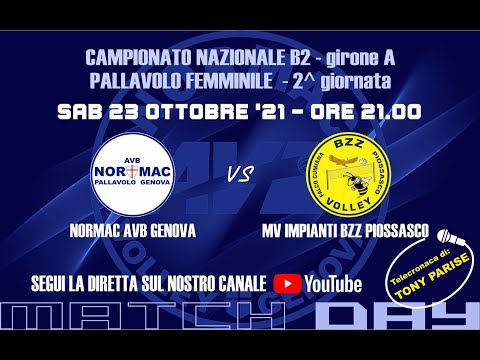 Serie B2 Girone A - 2° giornata - Normac AVB Genova - MV IMP.BZZ Piossasco TO - 23 ottobre 2021