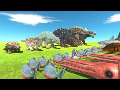 Ankylosaurus War - Aquatics Team VS Ankylosaurus Of Evolution - Animal Revolt Battle Simulator