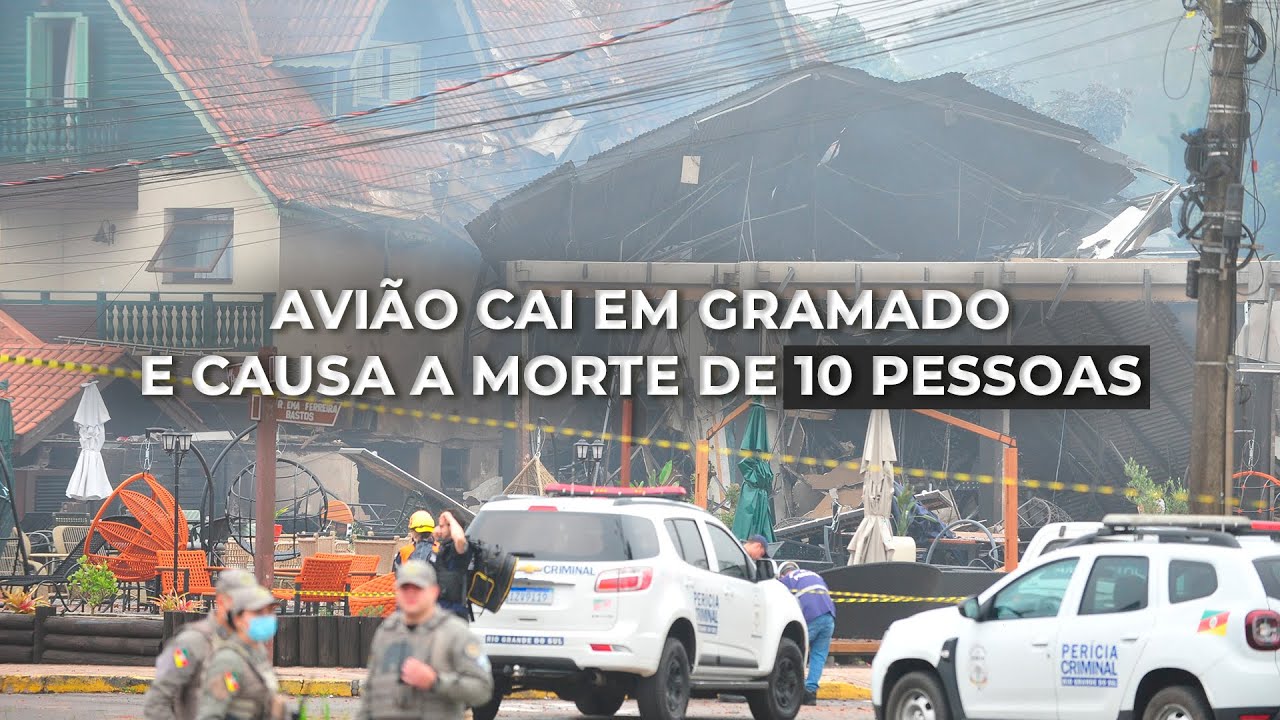 Avião CAI EM GRAMADO e MATA 10 PESSOAS