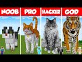 Minecraft REAL LIFE CAT HOUSE BUILD CHALLENGE - NOOB vs PRO vs HACKER vs GOD / Animation