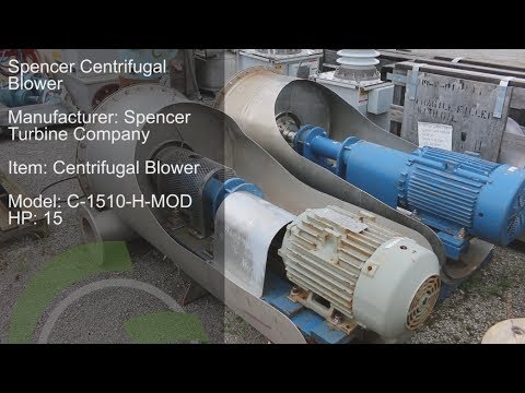 Green Industrial Quick Take - Used Spencer C-1510-H-MOD 15 HP Blower For Sale