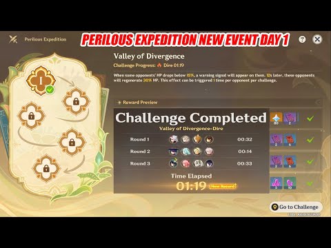Perilous Expedition New Event Day 1 - Valley of Divergence Dire Mode Wanderer C6 Speed Run