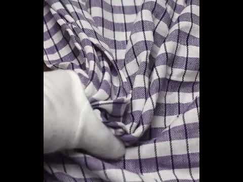 Check Twill White Purple Black Pure Cotton 100 GSM Handwoven Fabric — video