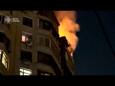 Video Thumbnail: Kyiv hit by Russian drones: fires and injuries across multiple districts