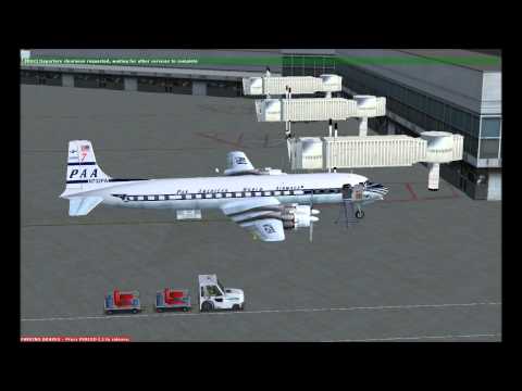 DC-7C Starting up and taking off FSX