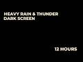 Strong Rain Storm with Thunder Black Stormy Moonless Night