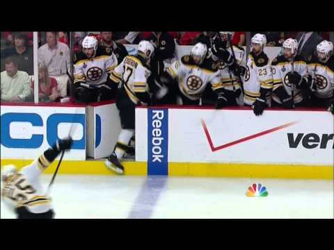 Patrice Bergeron injury in 2nd. 6/22/13 Boston Bruins vs Chicago Blackhawks NHL Hockey