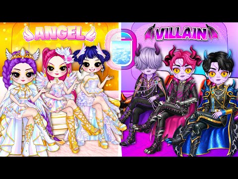 K-Pop Demon Hunters: Angel vs Villain Airplane Fashion Battle | DIY Fashion Paper Dolls