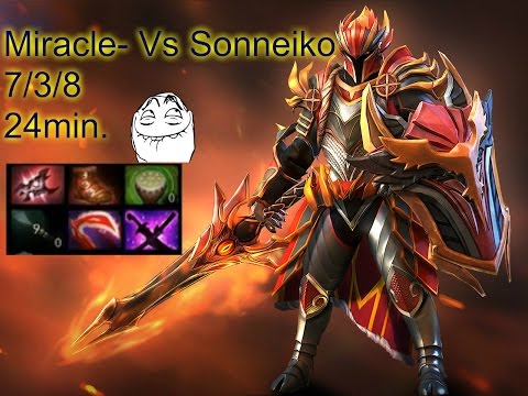 Dota2 Miracle Dragon Night Gameplay 7/3/8 - Miracle(DK)  vs Sonneiko(Tusk)