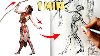 Draw ANY Pose in 1 Minute! Gesture Drawing Practice