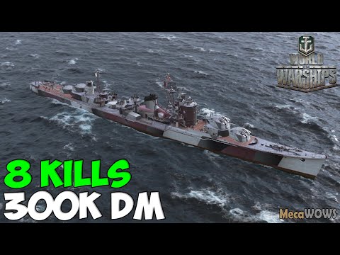 World of WarShips | Kitakaze | 8 KILLS | 300K Damage - Replay Gameplay 4K 60 fps